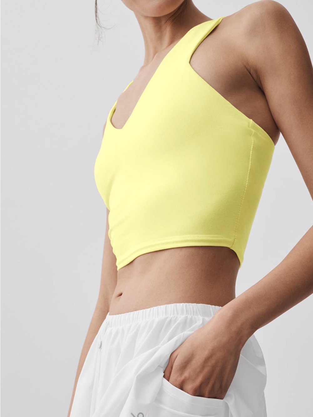 ALO Yoga Airbrush Real Tank Lemon Yellow Racerback Tank Top - Picture 5 of 10